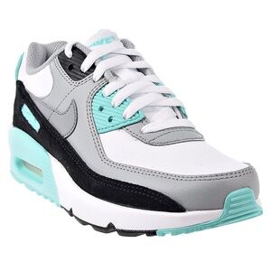 Nike Air Max 90 LTR Big Kids' Shoes White-Light Smoke Grey-Hyper Turquoise